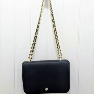 Tory Burch Black Crossbody Bag with Gold Chain
